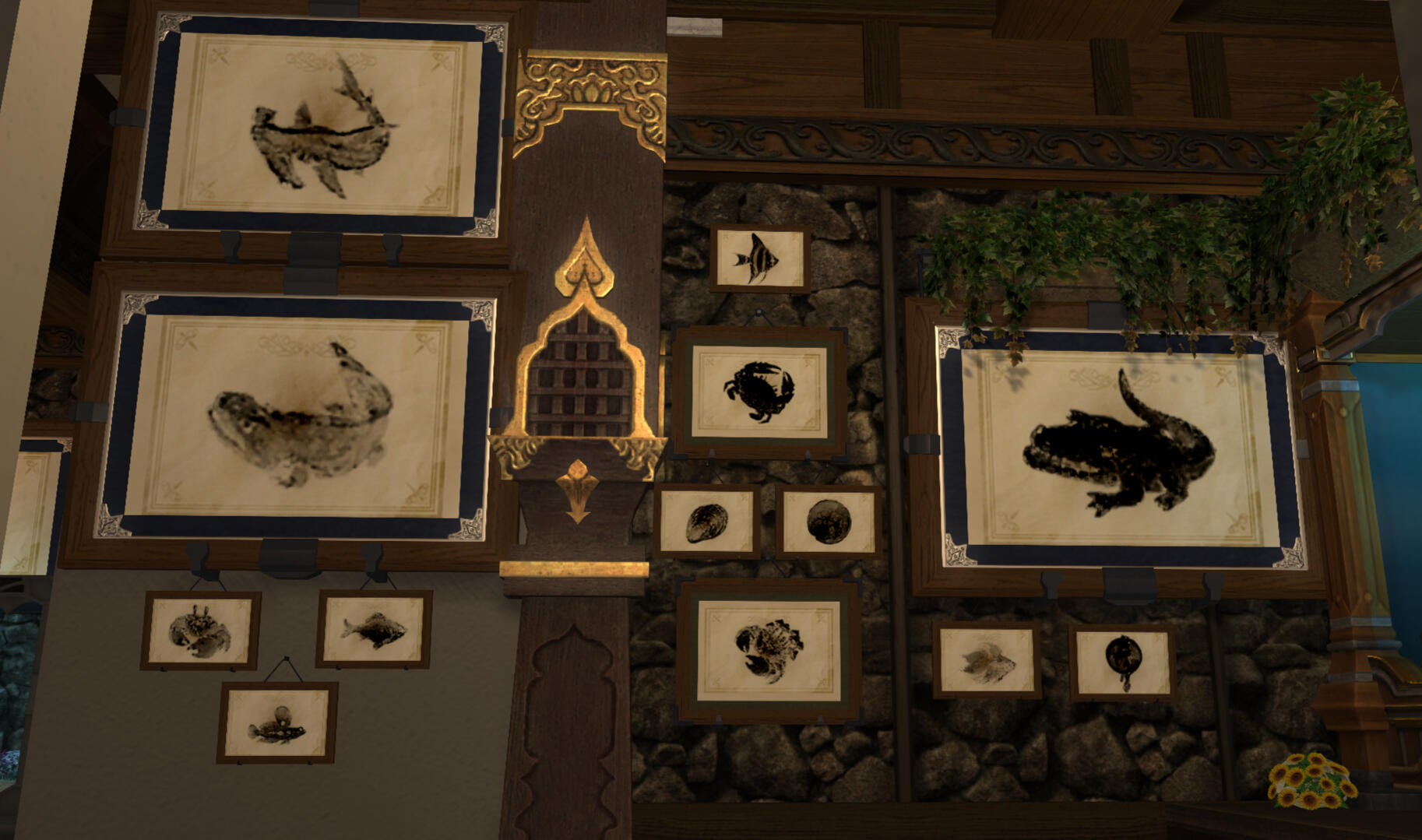 Prints, left side from top: The Lone Ripper, Sweetnewt, Mud Golem, Matron Carp, Blade Skipper Middle from top: Hagoromo Bijin, The Unforgiven, Rivet Oyster, Charon's Lantern, Magicked Mushroom Right side from top: Sweetheart, Ninja Betta, Ondo Sigh