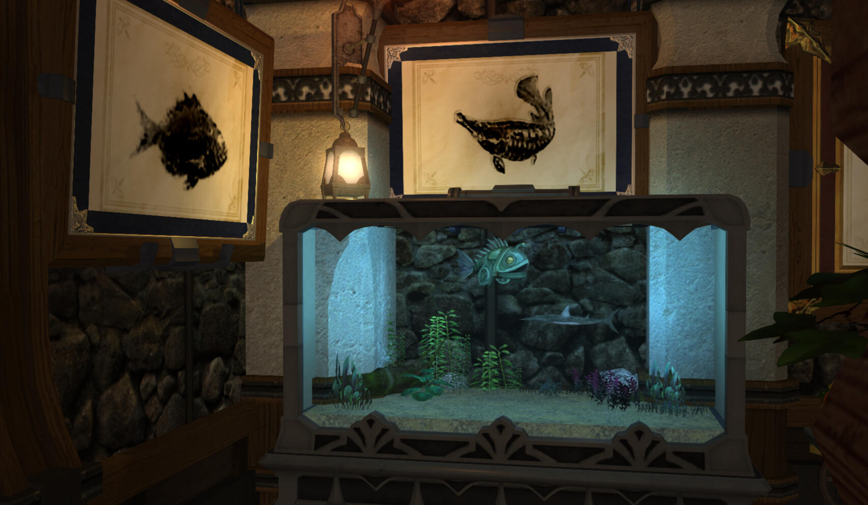 Prints, left to right:The Greatest Bream in the World, Rimepike Tank: Aquamaton, Aetheroelectric Guitarfish